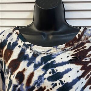 Cato Blue & Brown Tie-Dye Casual Sweatshirt Size XL